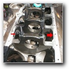 Areas requiring clearance grinding in the engine block